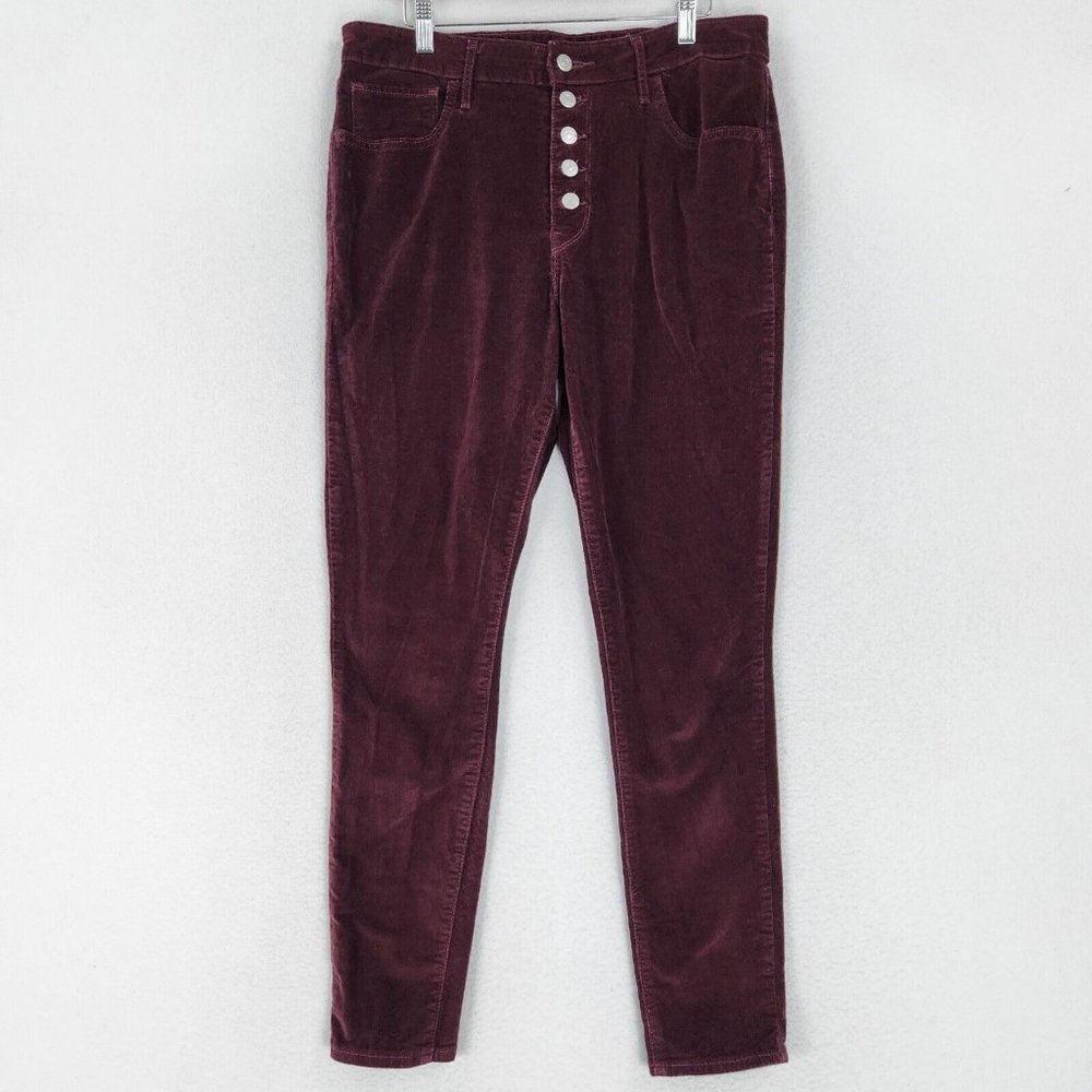 Levis Pants Womens 32 Burgundy High Rise Skinny Leg Corduroy Button Fly Ankle
